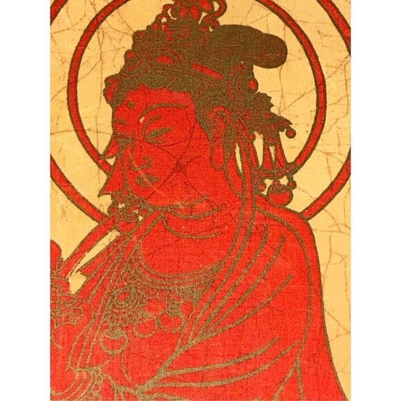 Vintage Original “The Art Of Batik”  Painting Of Guanyin Framed Red - Picture 5 of 6